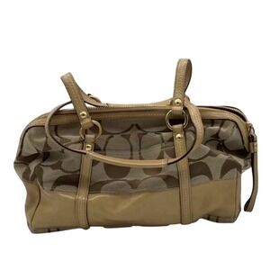 Coach‎ Legacy 12976 Signature Stripe Shoulder Bag Brown Gold Purse